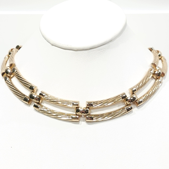 Christian Dior Vintage Gold Rectangular Link Chain Necklace Grosse Germany - Picture 1 of 16